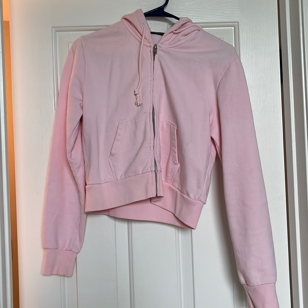 Brandy Melville baby pink cropped hoodie